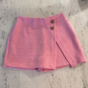 Zara Pink Textured Knit Skort with Gold Buttons